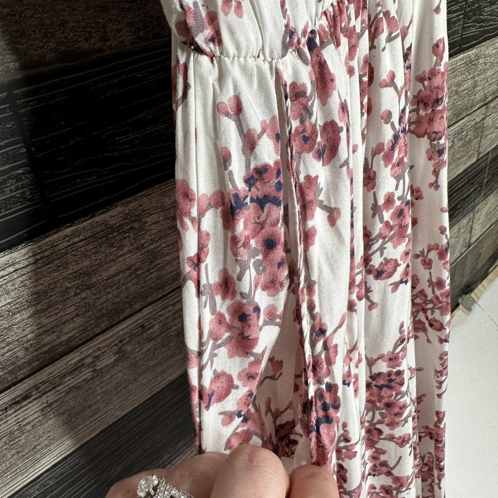 NEW Exist Jumpsuit Womens Size Large Ivory Floral Sleeveless Joggers Open Back - Picture 2 of 12